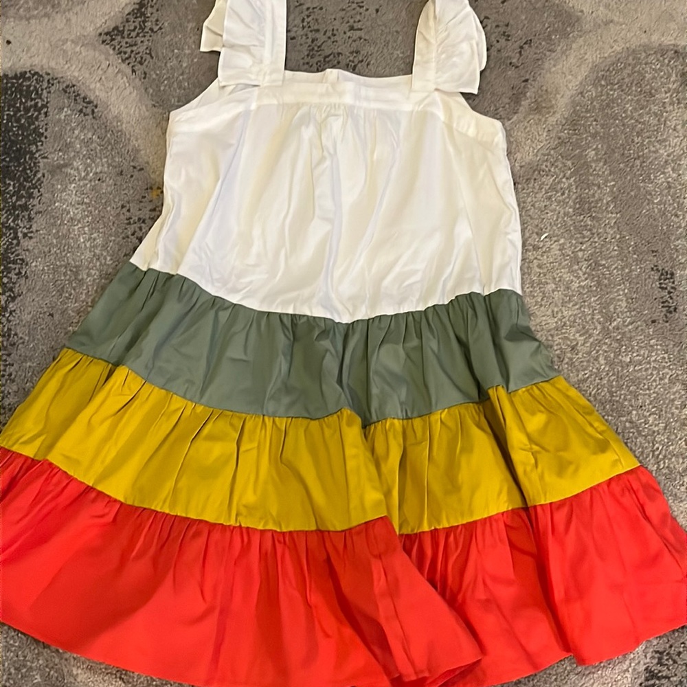 Cute ruffle spring color block dress